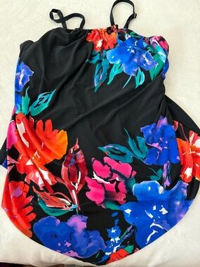 MAGICSUIT 16 TANKINI TOP SWIMSUIT Tropical Floral Black CT1